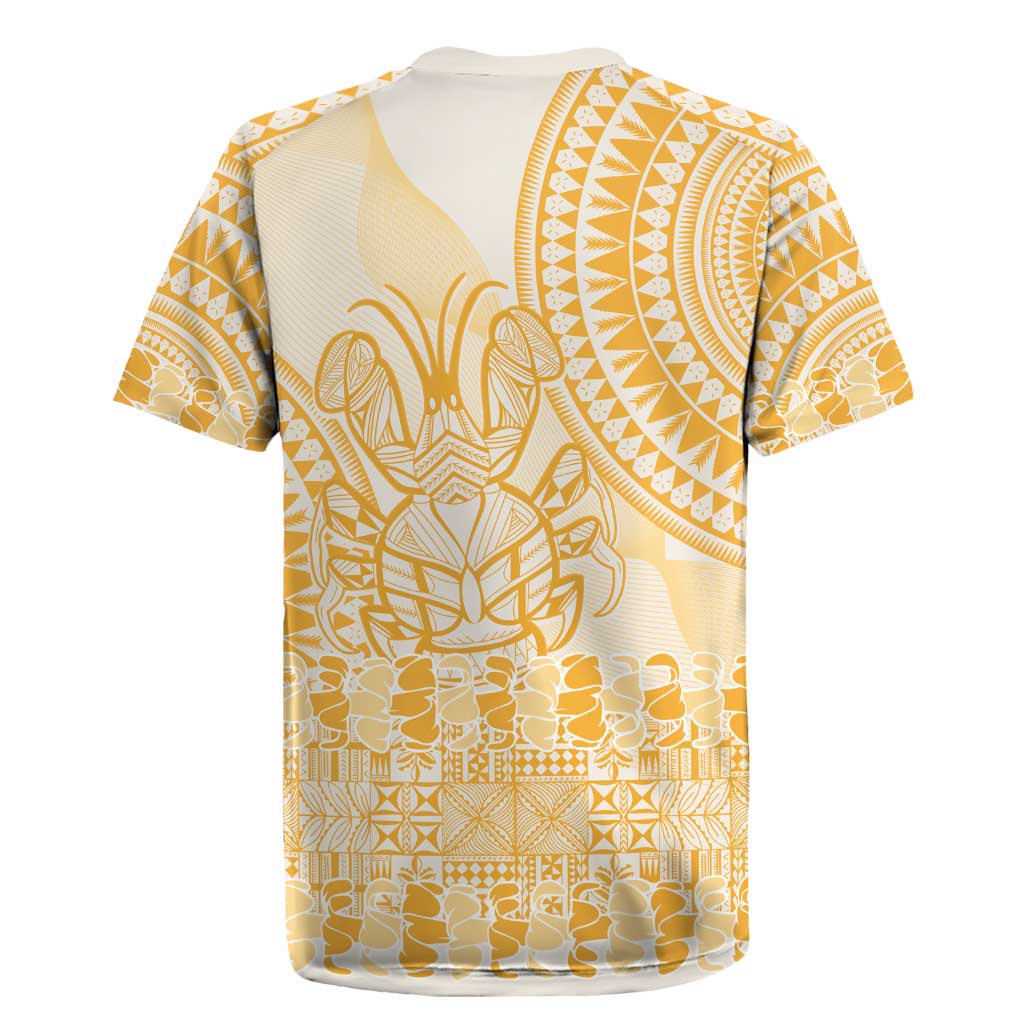 Niue Language Week Rugby Jersey The Rock Coconut Crab - Siapo Gold Pastel