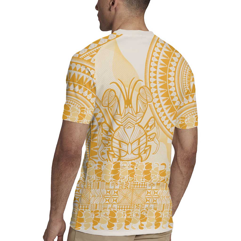 Niue Language Week Rugby Jersey The Rock Coconut Crab - Siapo Gold Pastel