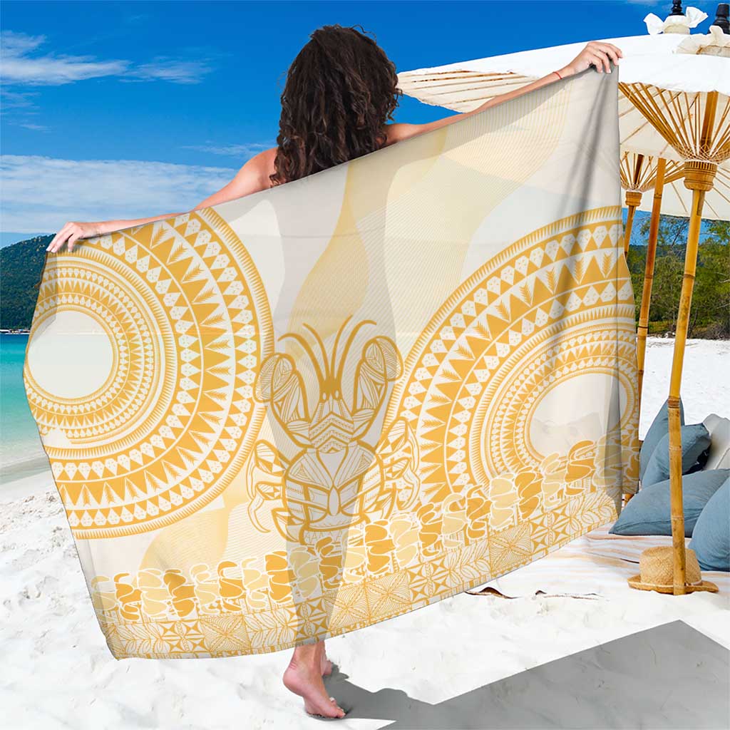 Niue Language Week Sarong The Rock Coconut Crab - Siapo Gold Pastel LT14 One Size 44 x 66 inches Gold - Polynesian Pride
