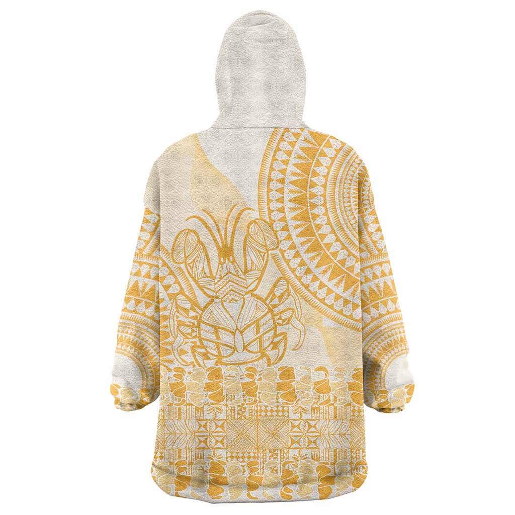 Niue Language Week Wearable Blanket Hoodie The Rock Coconut Crab - Siapo Gold Pastel