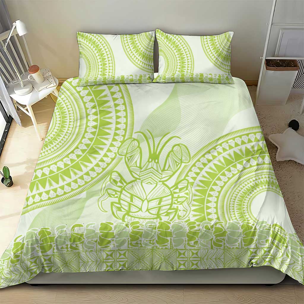 Lime Green Niue Language Week Bedding Set The Rock Coconut Crab - Siapo Pattern