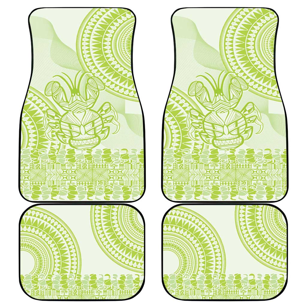 Lime Green Niue Language Week Car Mats The Rock Coconut Crab - Siapo Pattern