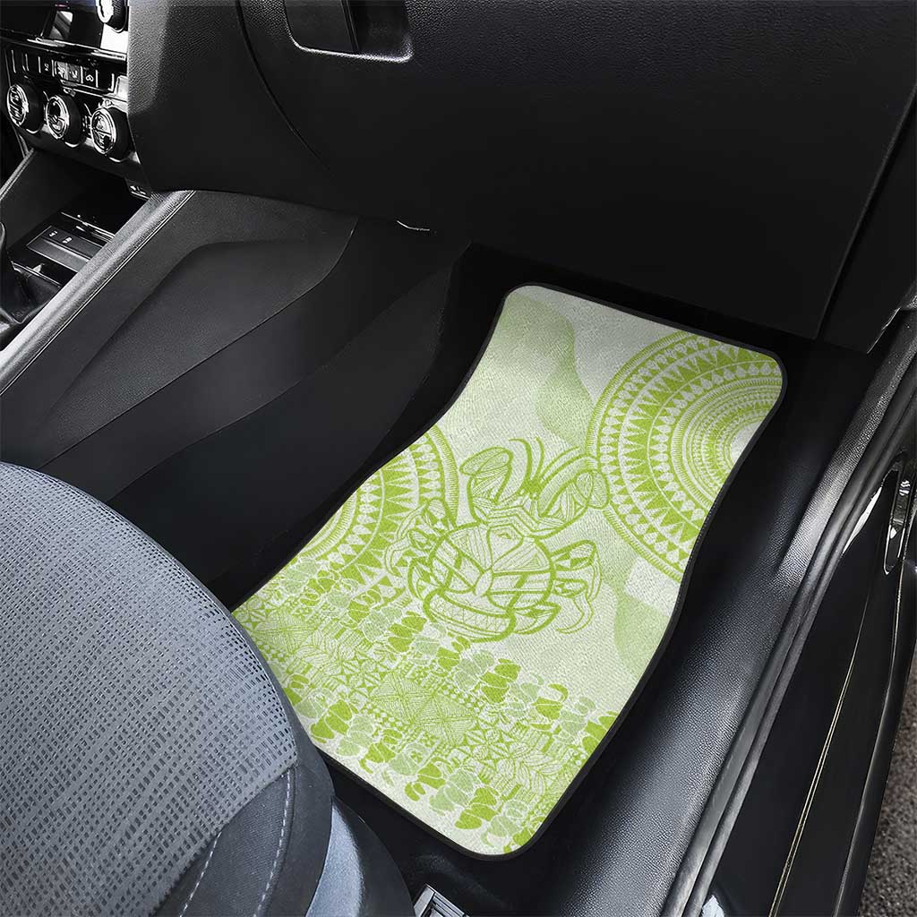 Lime Green Niue Language Week Car Mats The Rock Coconut Crab - Siapo Pattern