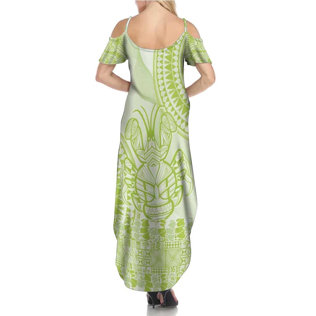 Lime Green Niue Language Week Family Matching Summer Maxi Dress and Hawaiian Shirt The Rock Coconut Crab - Siapo Pattern