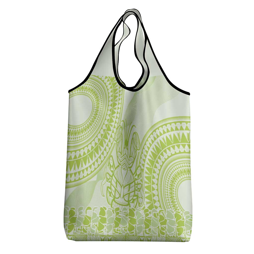 Lime Green Niue Language Week Grocery Bag The Rock Coconut Crab - Siapo Pattern