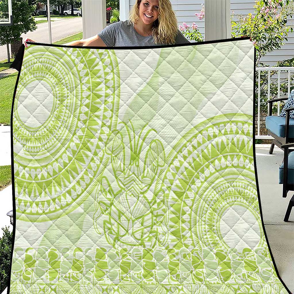Lime Green Niue Language Week Quilt The Rock Coconut Crab - Siapo Pattern LT14 Lime Green - Polynesian Pride