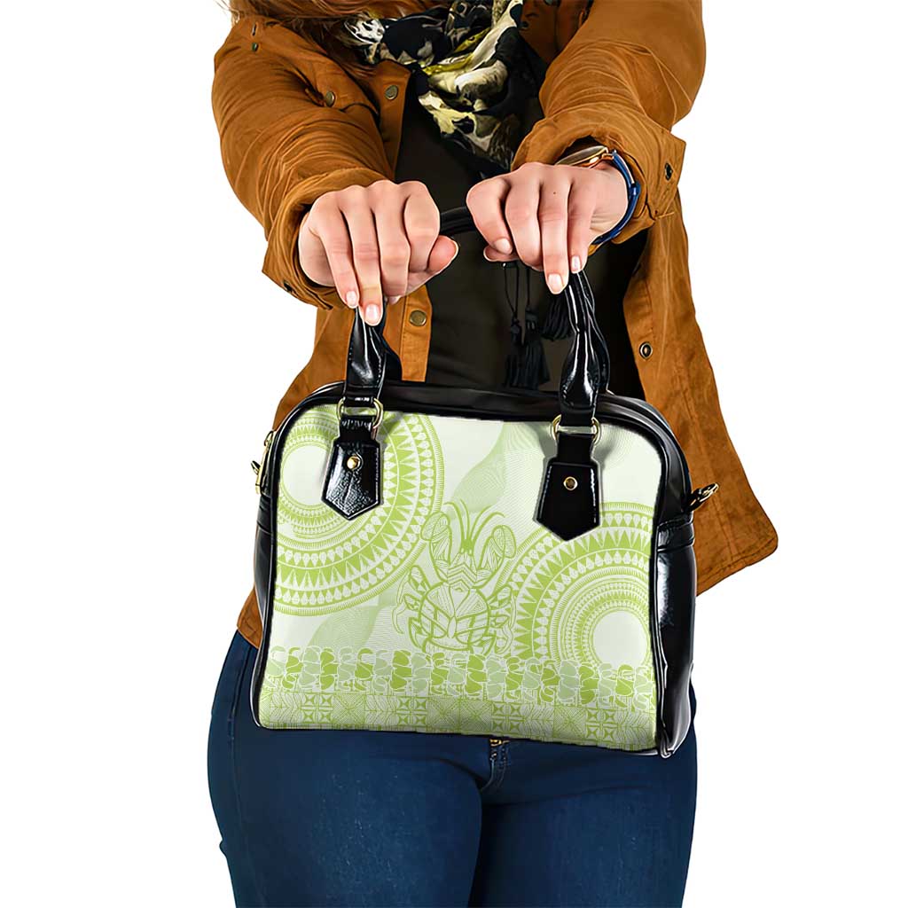 Lime Green Niue Language Week Shoulder Handbag The Rock Coconut Crab - Siapo Pattern LT14 One Size Lime Green - Polynesian Pride