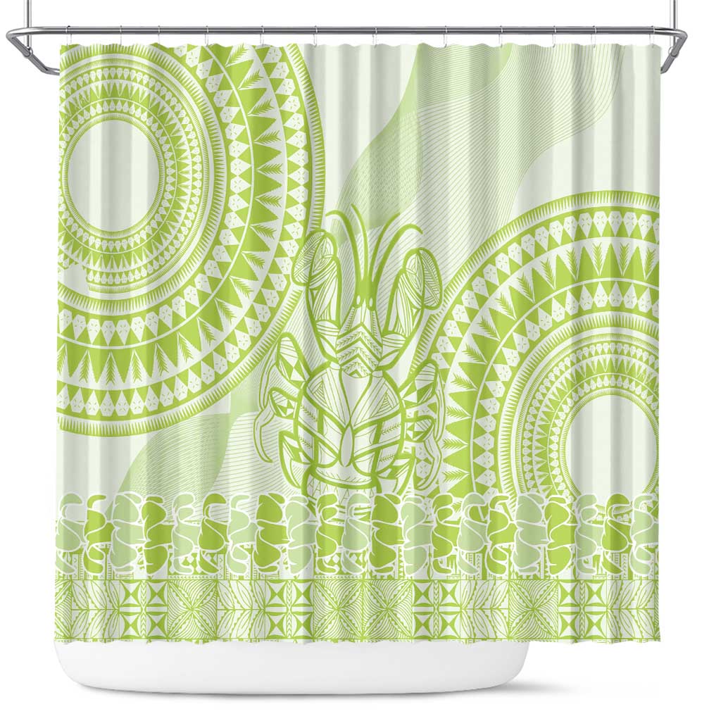 Lime Green Niue Language Week Shower Curtain The Rock Coconut Crab - Siapo Pattern LT14 Lime Green - Polynesian Pride