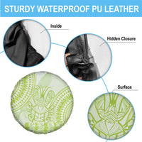 Lime Green Niue Language Week Spare Tire Cover The Rock Coconut Crab - Siapo Pattern