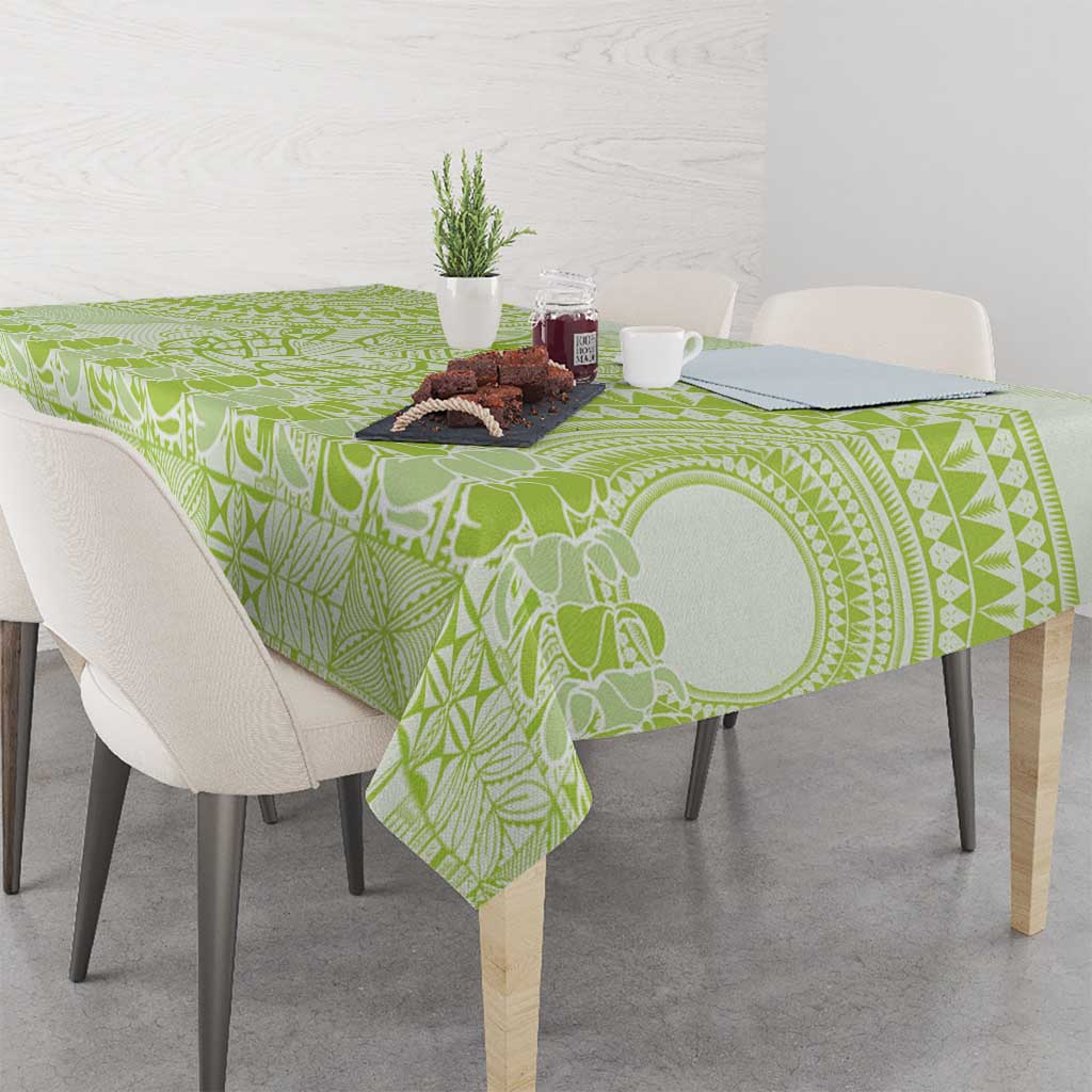 Lime Green Niue Language Week Tablecloth The Rock Coconut Crab - Siapo Pattern