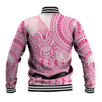 Pink Niue Language Week Baseball Jacket The Rock Coconut Crab - Siapo Pattern
