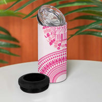Pink Niue Language Week 4 in 1 Can Cooler Tumbler The Rock Coconut Crab - Siapo Pattern