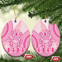 Pink Niue Language Week Ceramic Ornament The Rock Coconut Crab - Siapo Pattern