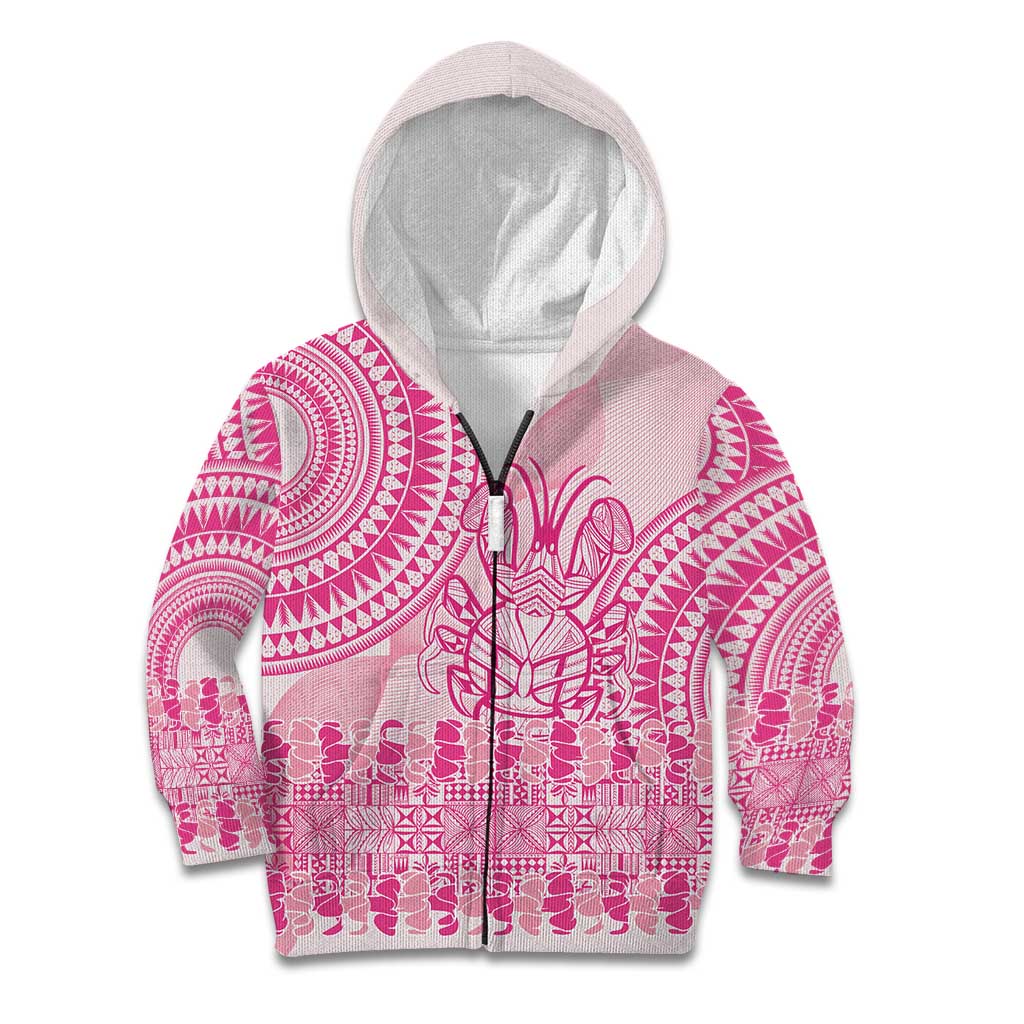 Pink Niue Language Week Kid Hoodie The Rock Coconut Crab - Siapo Pattern