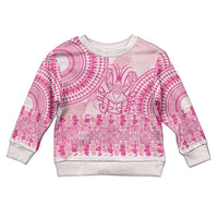 Pink Niue Language Week Kid Ugly Christmas Sweater The Rock Coconut Crab - Siapo Pattern