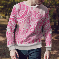 Pink Niue Language Week Ugly Christmas Sweater The Rock Coconut Crab - Siapo Pattern