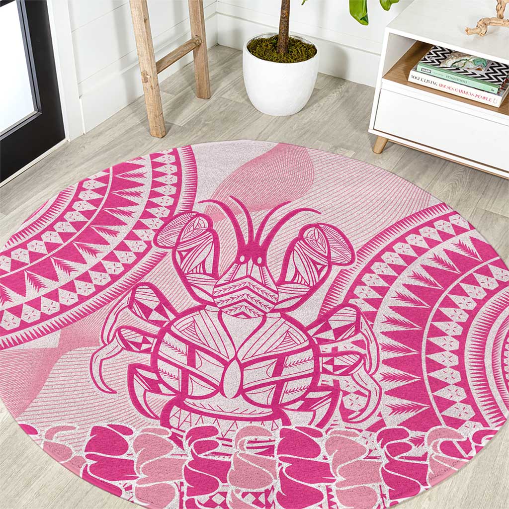 Pink Niue Language Week Round Carpet The Rock Coconut Crab - Siapo Pattern LT14 Pink - Polynesian Pride