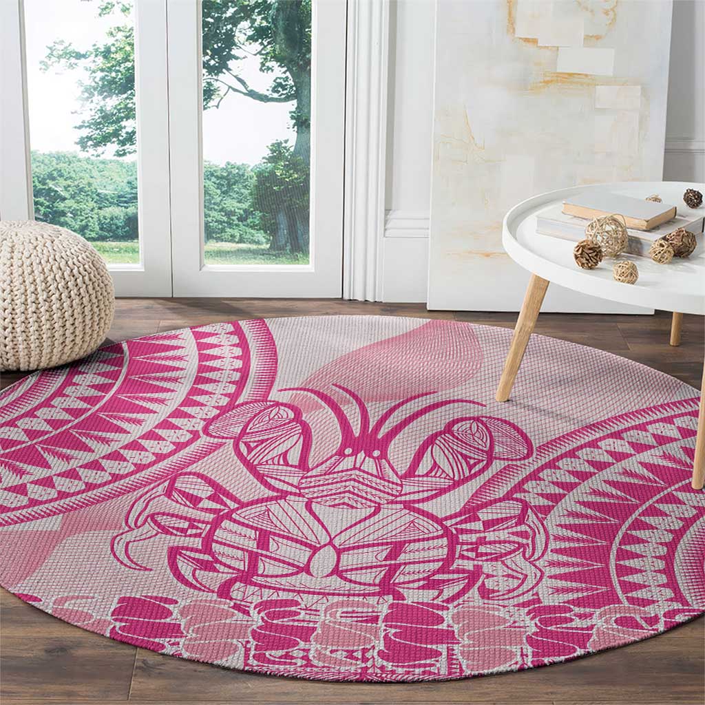 Pink Niue Language Week Round Carpet The Rock Coconut Crab - Siapo Pattern
