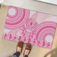Pink Niue Language Week Rubber Doormat The Rock Coconut Crab - Siapo Pattern
