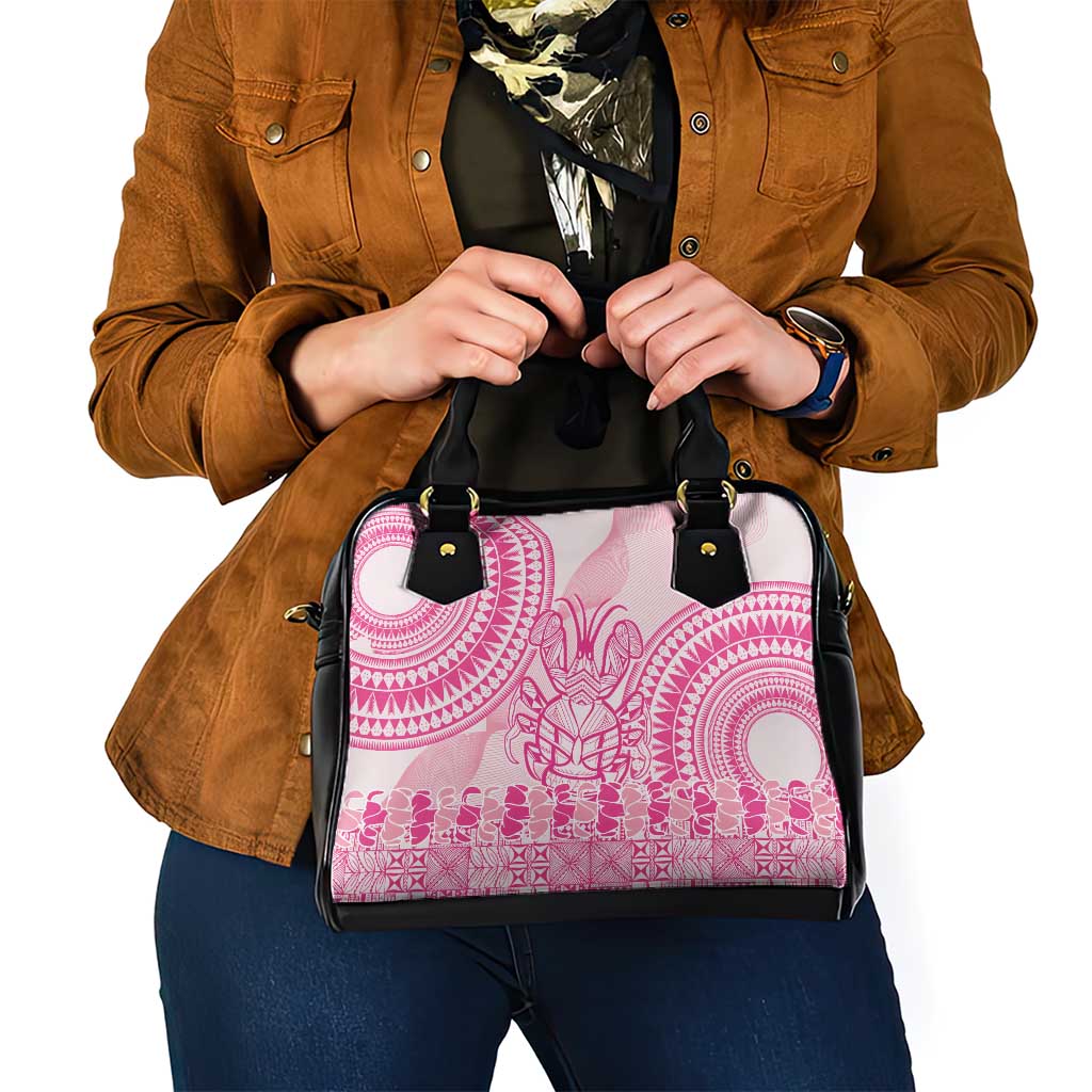 Pink Niue Language Week Shoulder Handbag The Rock Coconut Crab - Siapo Pattern