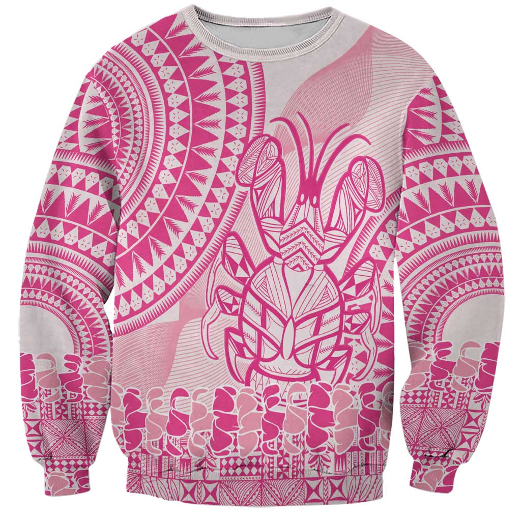 Pink Niue Language Week Sweatshirt The Rock Coconut Crab - Siapo Pattern LT14 Unisex Pink - Polynesian Pride