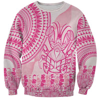 Pink Niue Language Week Sweatshirt The Rock Coconut Crab - Siapo Pattern