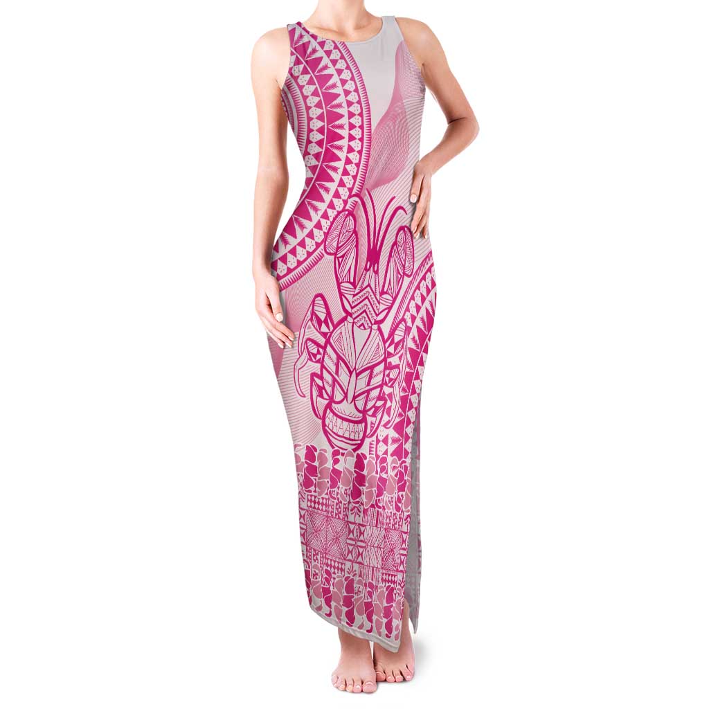 Pink Niue Language Week Tank Maxi Dress The Rock Coconut Crab - Siapo Pattern LT14 Women Pink - Polynesian Pride