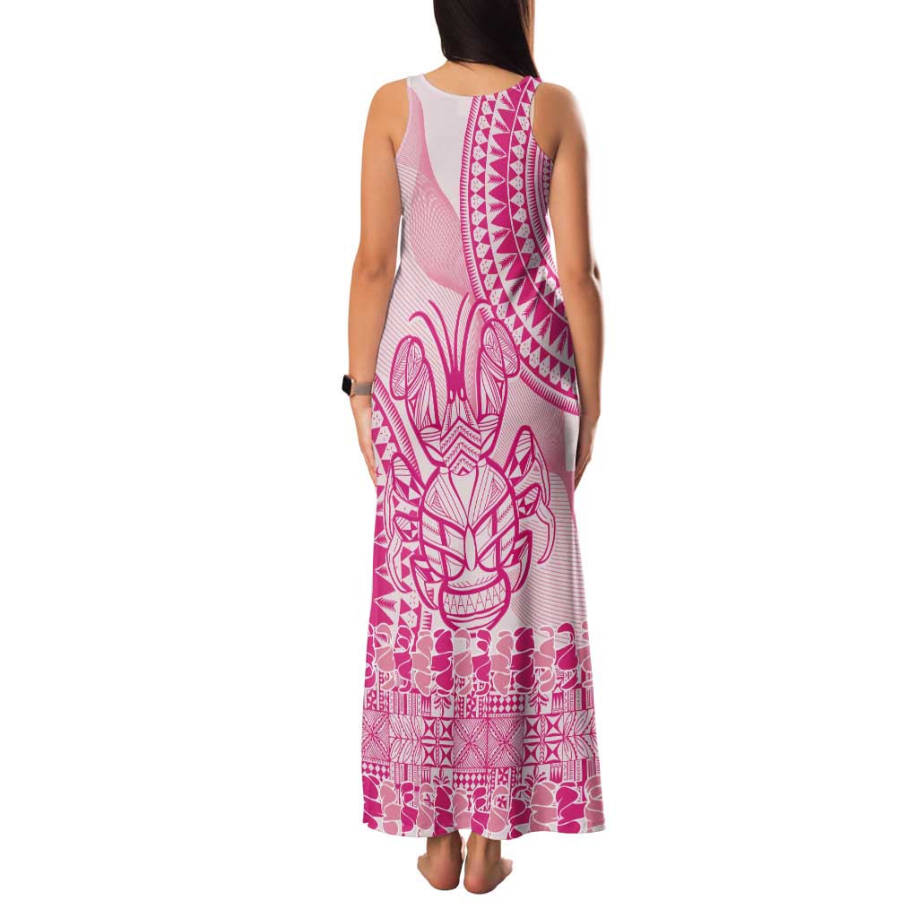 Pink Niue Language Week Tank Maxi Dress The Rock Coconut Crab - Siapo Pattern