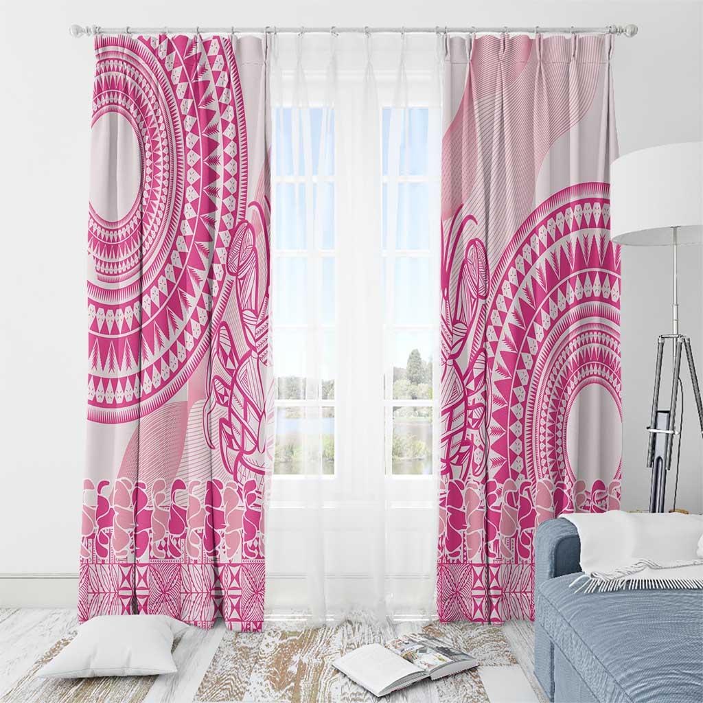 Pink Niue Language Week Window Curtain The Rock Coconut Crab - Siapo Pattern