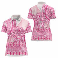 Pink Niue Language Week Women Polo Shirt The Rock Coconut Crab - Siapo Pattern