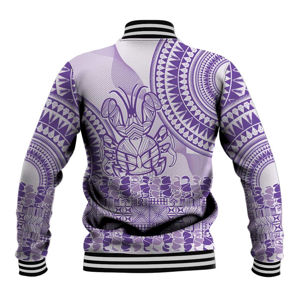 Purple Niue Language Week Baseball Jacket The Rock Coconut Crab - Siapo Pattern