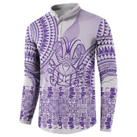 Purple Niue Language Week Button Sweatshirt The Rock Coconut Crab - Siapo Pattern