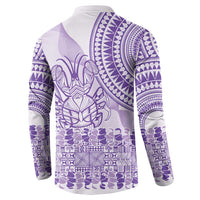 Purple Niue Language Week Button Sweatshirt The Rock Coconut Crab - Siapo Pattern