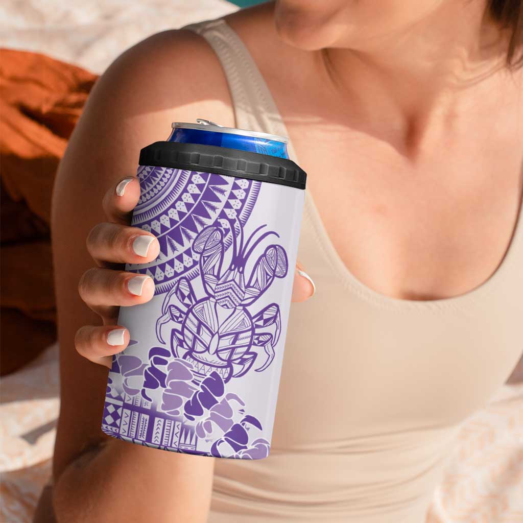Purple Niue Language Week 4 in 1 Can Cooler Tumbler The Rock Coconut Crab - Siapo Pattern
