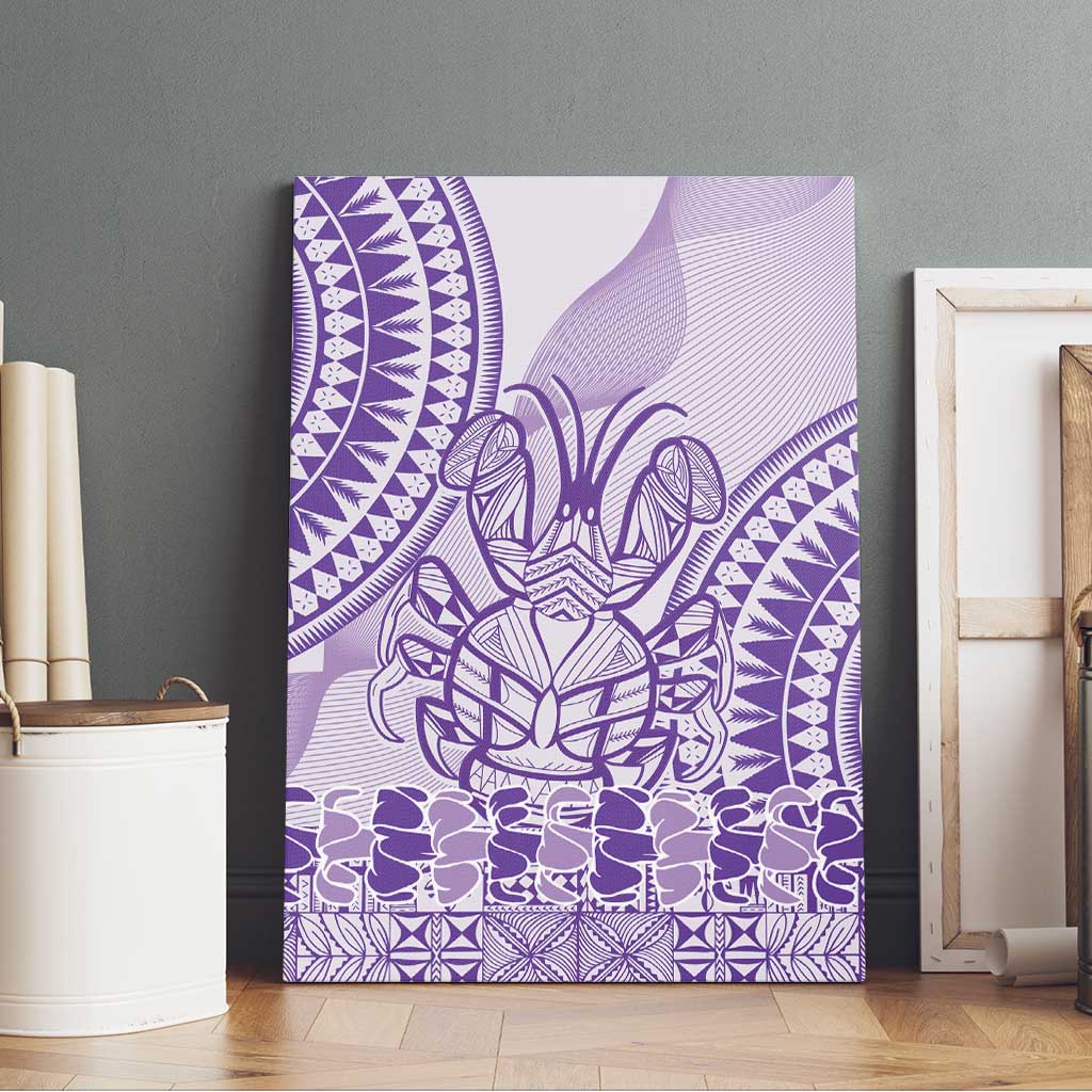 Purple Niue Language Week Canvas Wall Art The Rock Coconut Crab - Siapo Pattern