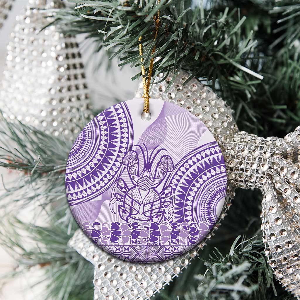 Purple Niue Language Week Ceramic Ornament The Rock Coconut Crab - Siapo Pattern
