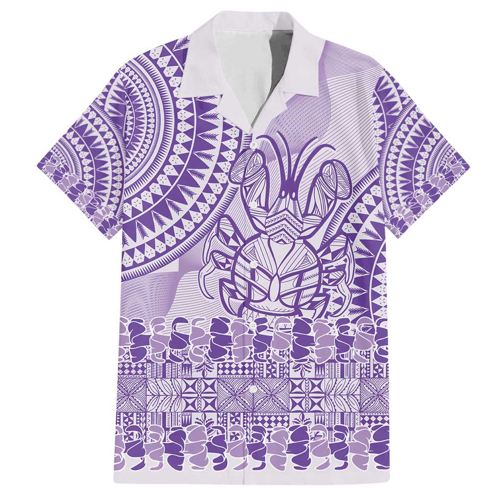 Purple Niue Language Week Family Matching Long Sleeve Bodycon Dress and Hawaiian Shirt The Rock Coconut Crab - Siapo Pattern