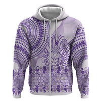 Purple Niue Language Week Hoodie The Rock Coconut Crab - Siapo Pattern