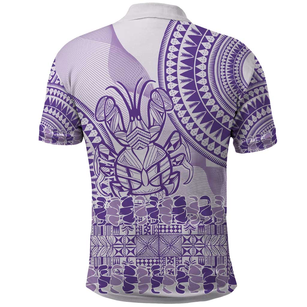 Purple Niue Language Week Polo Shirt The Rock Coconut Crab - Siapo Pattern
