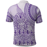 Purple Niue Language Week Polo Shirt The Rock Coconut Crab - Siapo Pattern