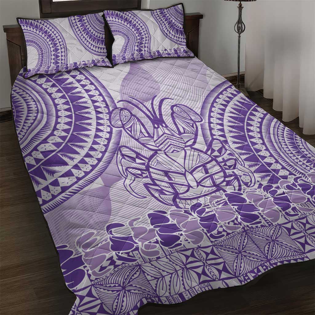 Purple Niue Language Week Quilt Bed Set The Rock Coconut Crab - Siapo Pattern LT14 Purple - Polynesian Pride