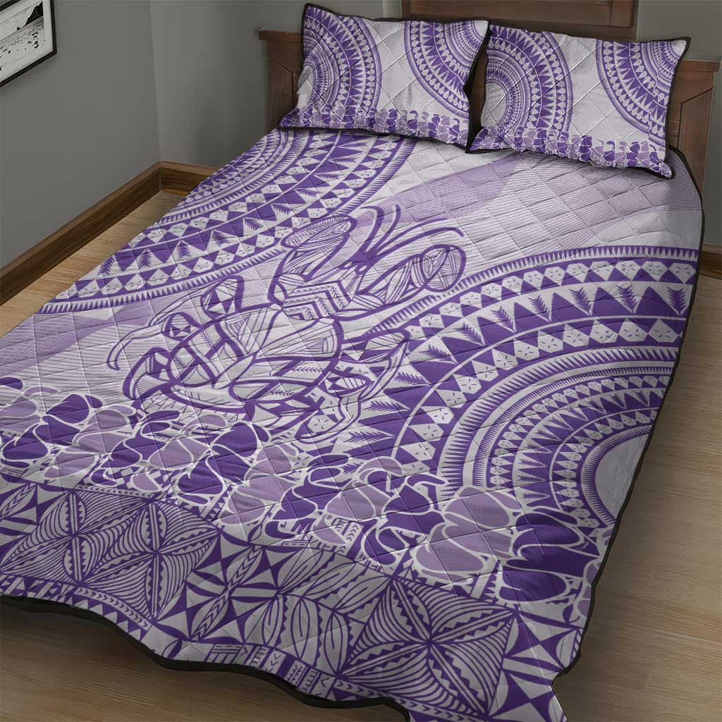 Purple Niue Language Week Quilt Bed Set The Rock Coconut Crab - Siapo Pattern