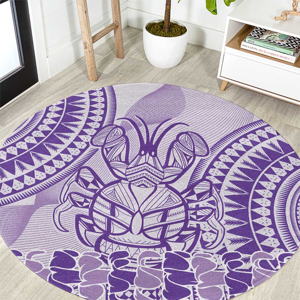 Purple Niue Language Week Round Carpet The Rock Coconut Crab - Siapo Pattern LT14 Purple - Polynesian Pride