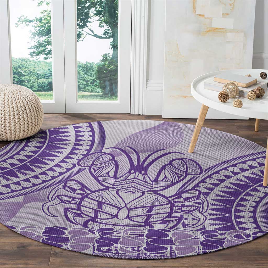 Purple Niue Language Week Round Carpet The Rock Coconut Crab - Siapo Pattern