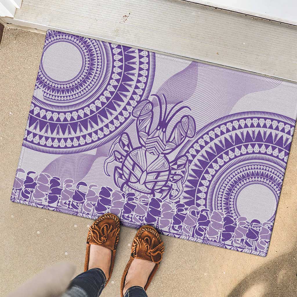 Purple Niue Language Week Rubber Doormat The Rock Coconut Crab - Siapo Pattern
