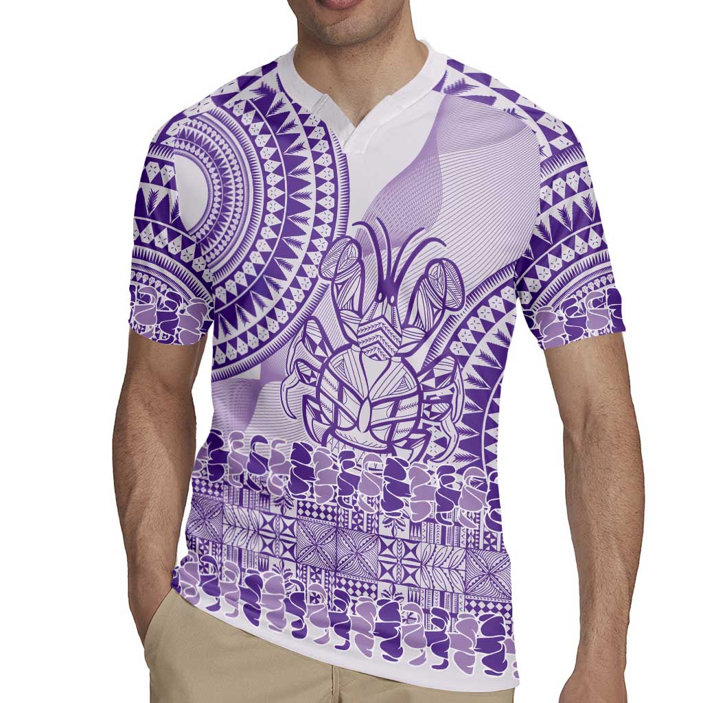 Purple Niue Language Week Rugby Jersey The Rock Coconut Crab - Siapo Pattern