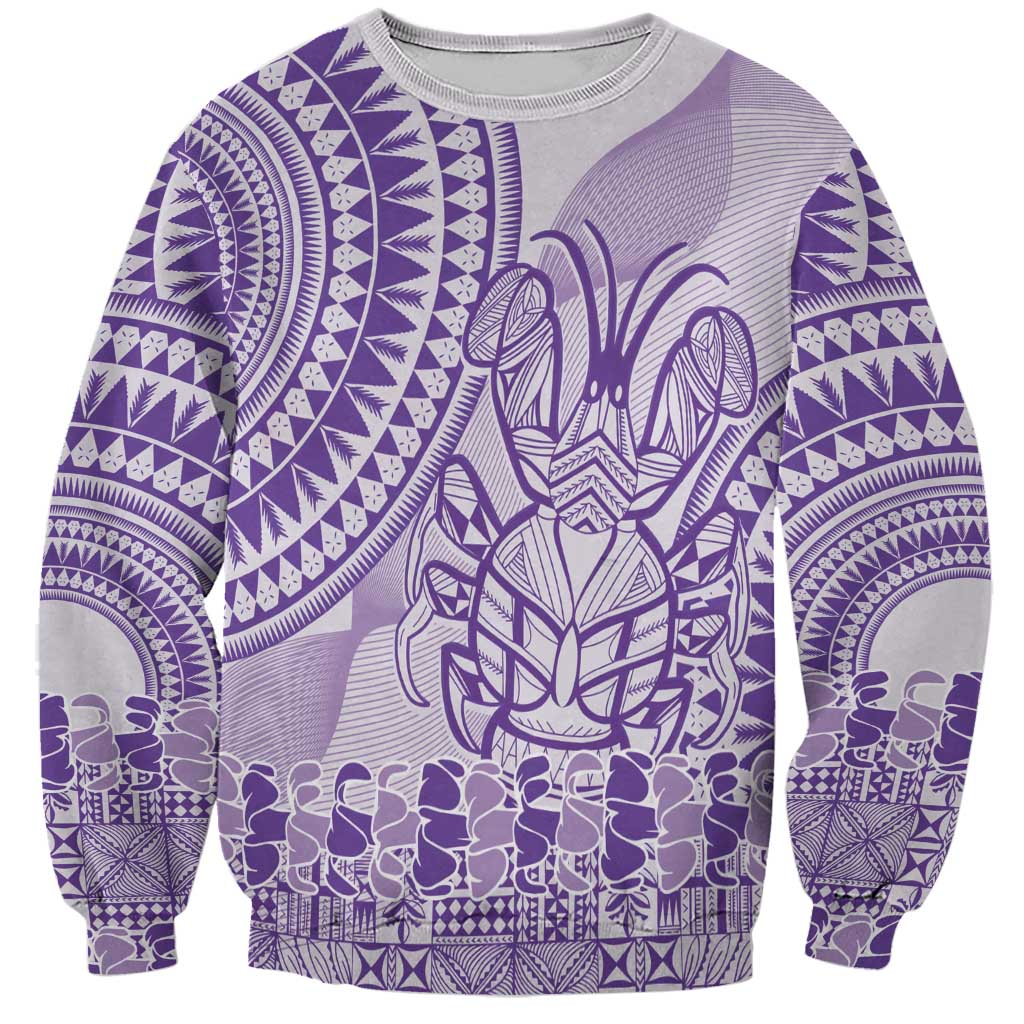 Purple Niue Language Week Sweatshirt The Rock Coconut Crab - Siapo Pattern