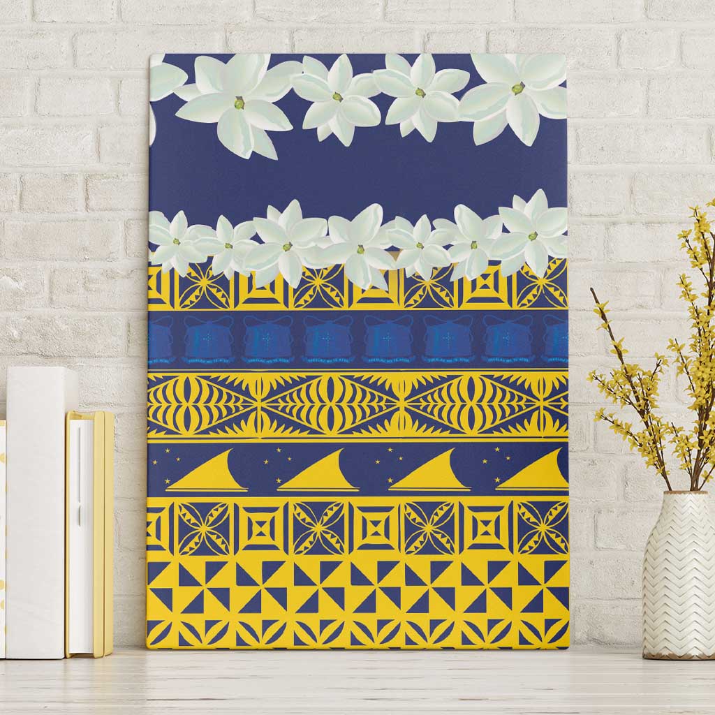Tokelau Language Week Canvas Wall Art Tokelauan Tuluma With Gardenia Thunbergia LT14 Without Frame Blue - Polynesian Pride