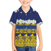 Tokelau Language Week Family Matching Off The Shoulder Long Sleeve Dress and Hawaiian Shirt Tokelauan Tuluma With Gardenia Thunbergia