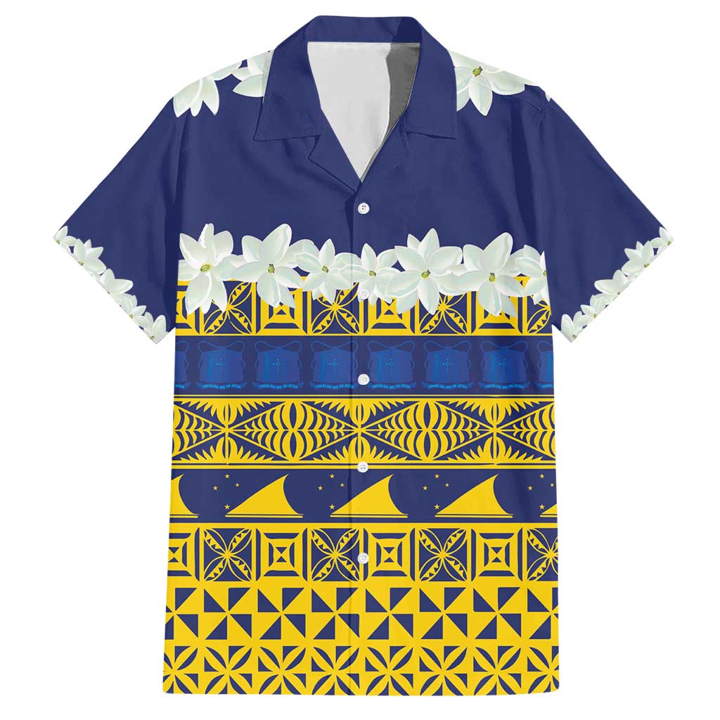Tokelau Language Week Hawaiian Shirt Tokelauan Tuluma With Gardenia Thunbergia LT14 Blue - Polynesian Pride